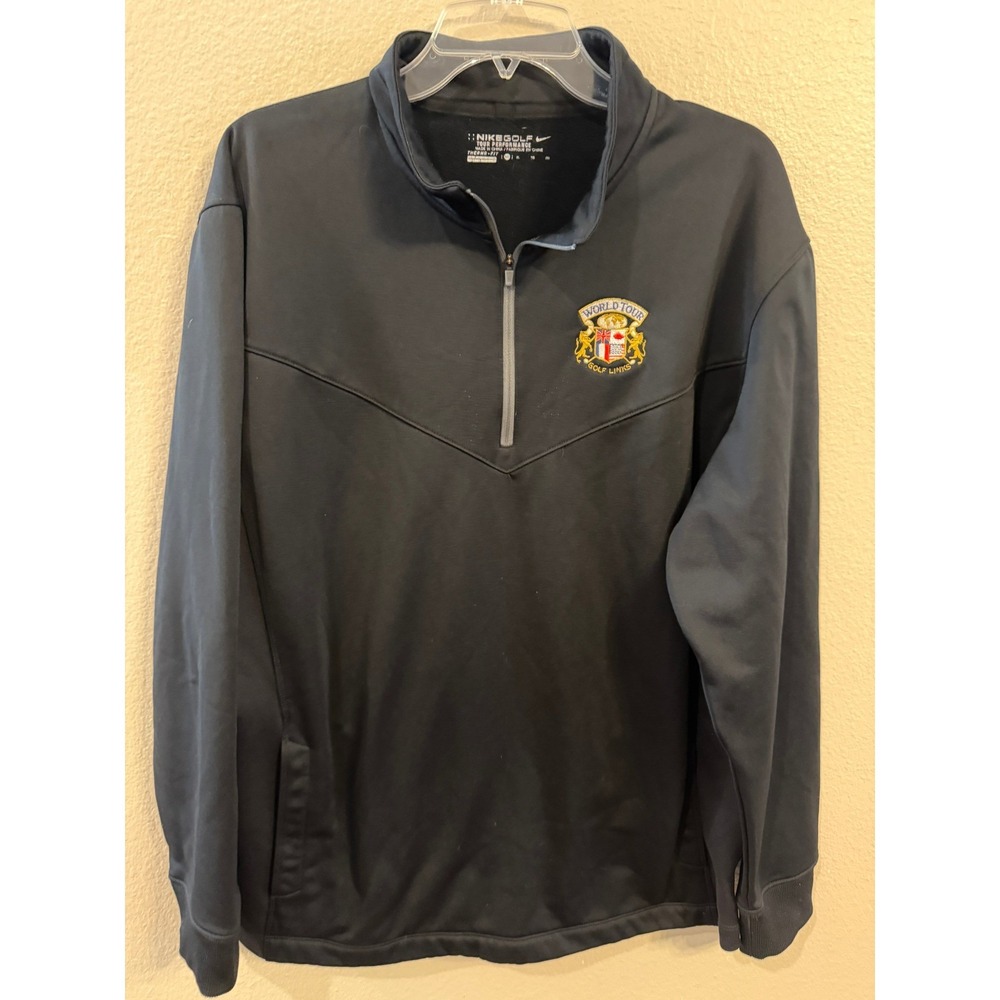 Nike Golf Pullover Mens XL Black Excellent Therma-FIT Quarter Zip World Tour